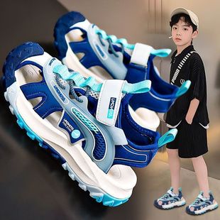 Children's Baotou Sandals Boys Summer 2024 New Sports Anti-Slip Beach Shoes Medium and Large Children's Sports Sandals Ultra-Light
