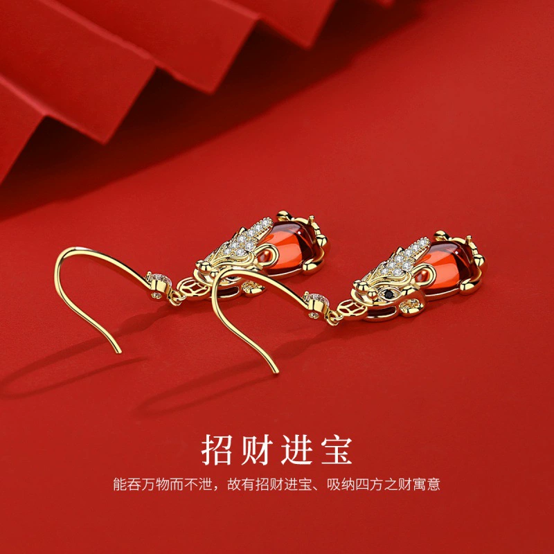 Copper retro ethnic small design earrings, Chinese style, ethnic style, 2022 collection