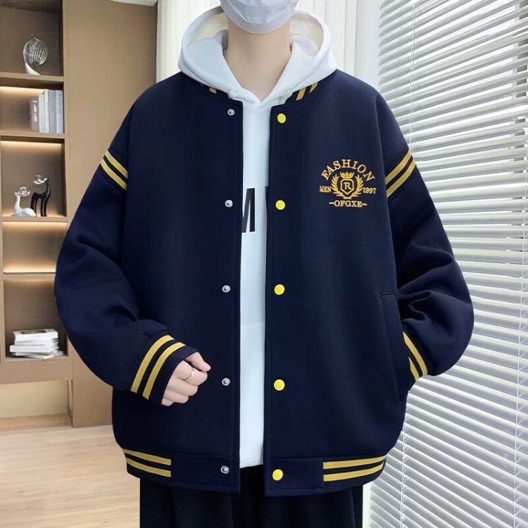 Trendy High Street Cardigan Baseball Collar Jacket Plus Size Men's Vibe Long Sleeve Coat Spring Autumn Versatile Oversize Trendy High Street Cardigan Baseball Collar Jacket Plus Size Men's Vibe Long Sleeve Coat Spring Autumn Versatile Oversize