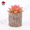 Simulation succulent plant wooden pile cement bonsai home window sill small fresh decoration comfortable body and mind ES1272