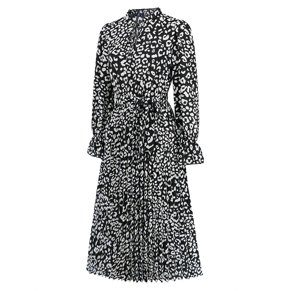 Women's Regular Dress Elegant V Neck Long Sleeve Leopard Midi Dress Daily Street display picture 20