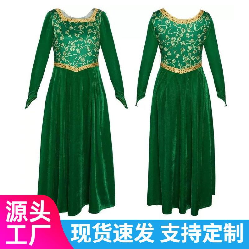 Shrek Cos Suit Green Dress Fiona Princess Dress Cosplay Role-Playing Costume for Women