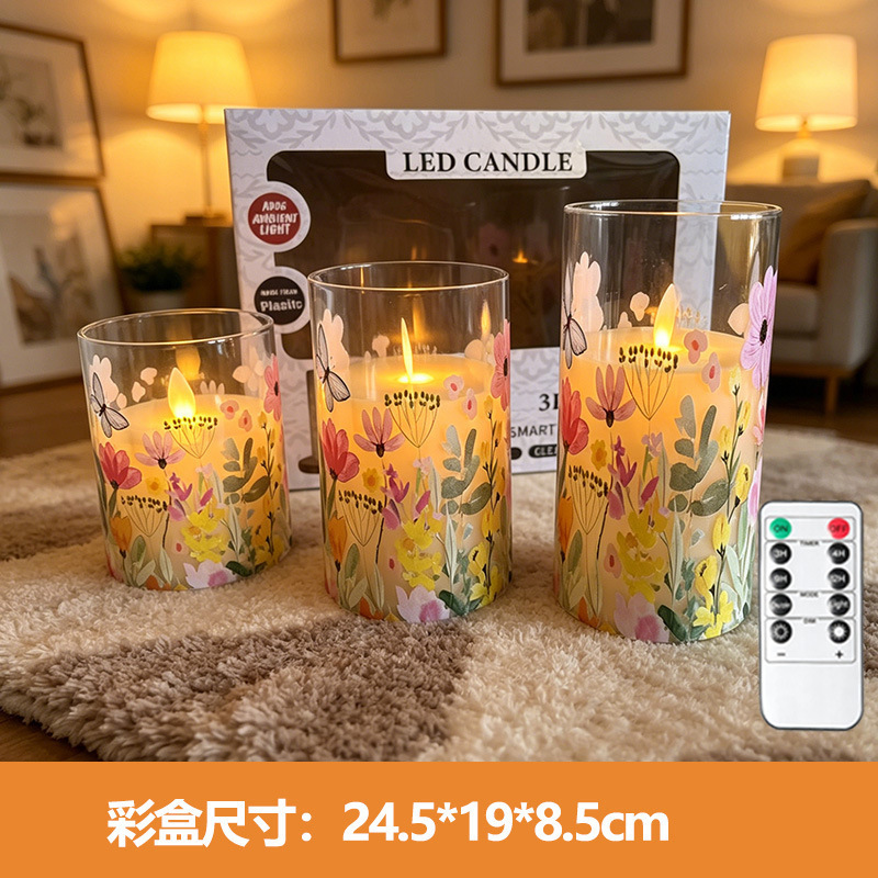 Acrílico personalizado LED simulación vela electrónica cumpleaños propuesta de compromiso decoración romántica atmósfera floral lámpara de aluminio