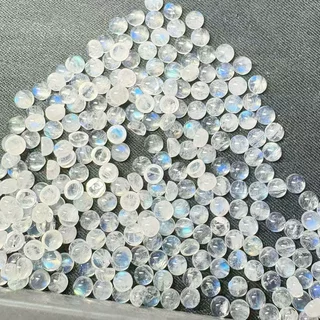 供半圆天然蓝月光石好质量1.0mm-7.0mm圆形平底素面卜面饰品配石