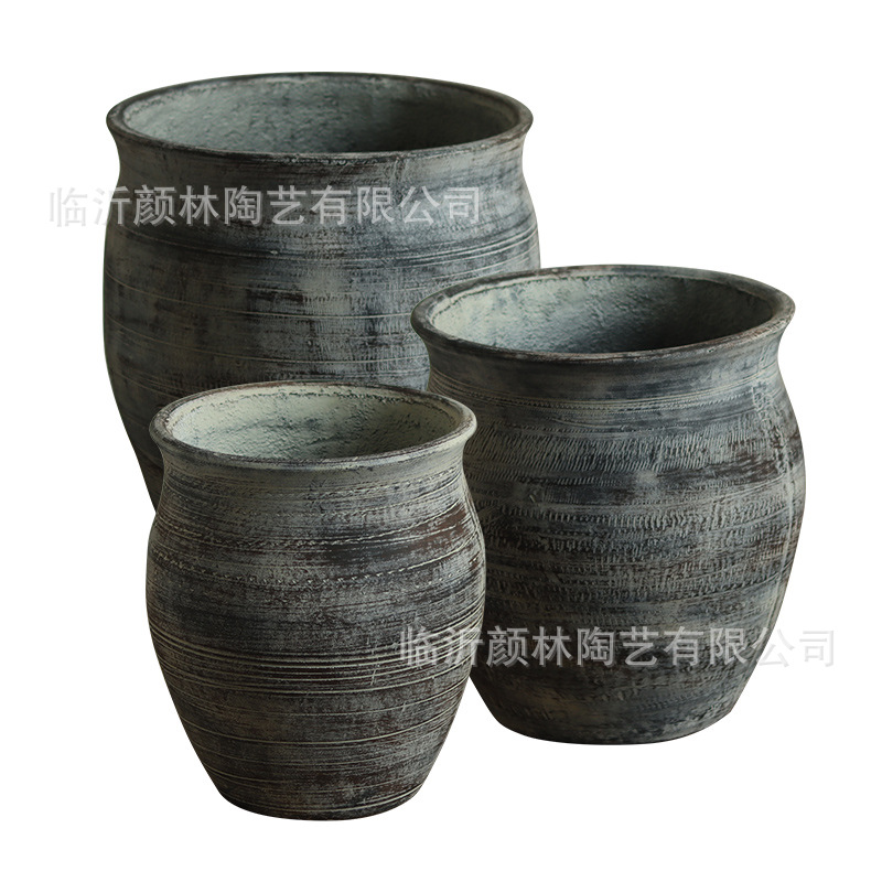 Retro creativo magnesio mud gran maceta de flores de magnesio silencioso jarrón de viento sala de estar balcón patio del hotel gran decoración de vasos de suelo