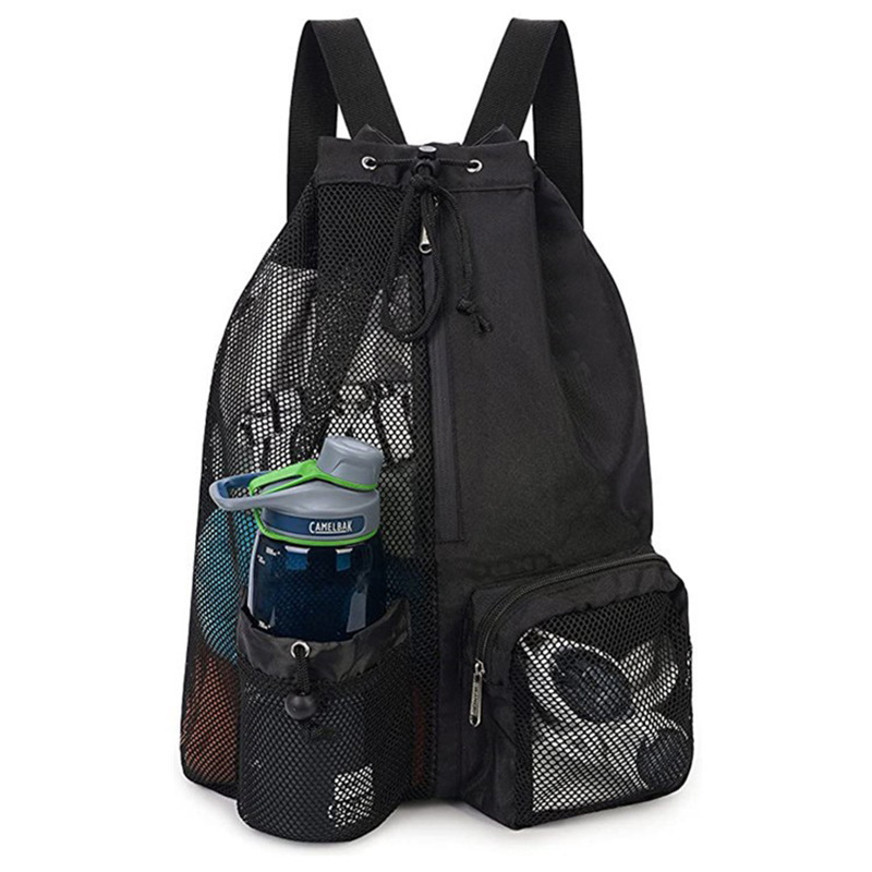 In Stock New Swimming Bag Mesh Drawstring Backpack with Wet Bag Beach Backpack, Gym and Exercise Equipment Bag