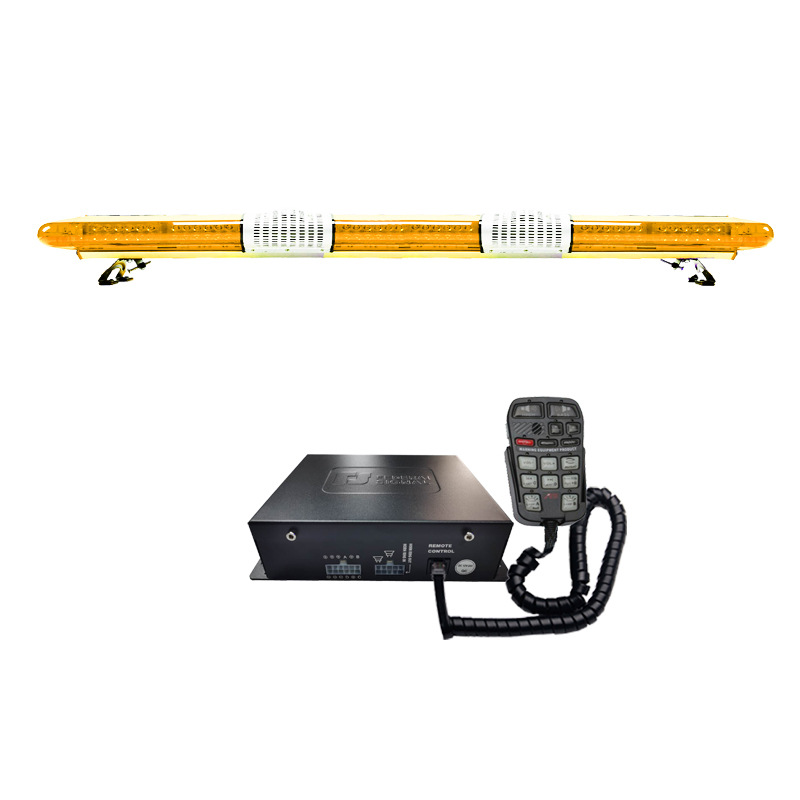 Car LED Roof Long Strip Warning Light Red Blue Yellow Strobe Light 1.8m + Dual Horns + MP3 Siren 9400W