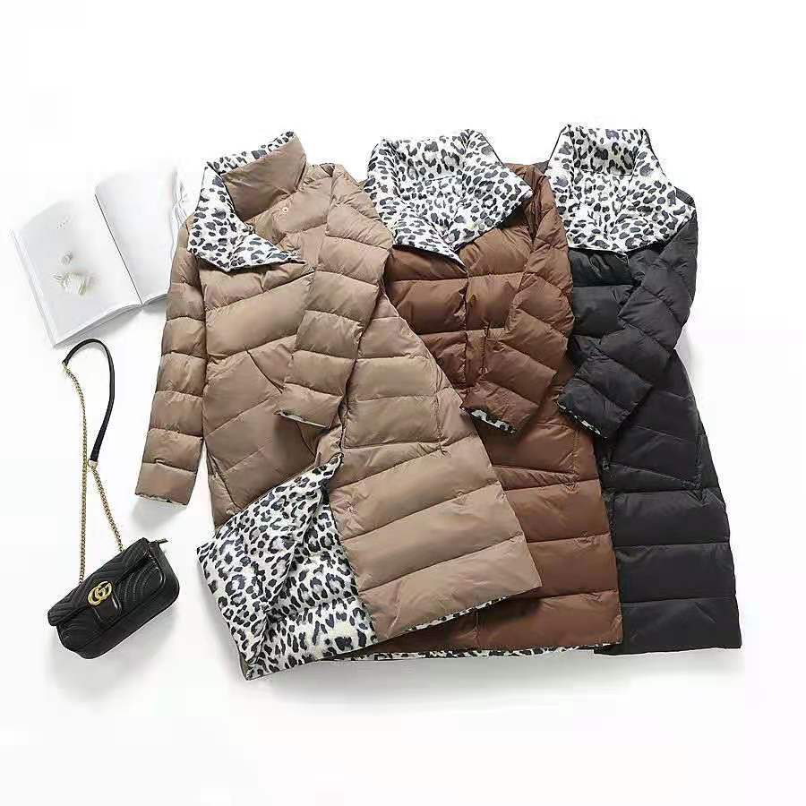 2023新款羽绒服女中长款过膝轻薄韩版修身双两面穿白鸭绒冬季外套