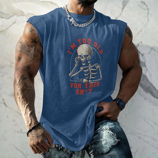 New Cross-Border Fashion Sports Fitness Vest Muscle Training Trendy Sleeveless T-Shirt European and American Vest Macho Type
