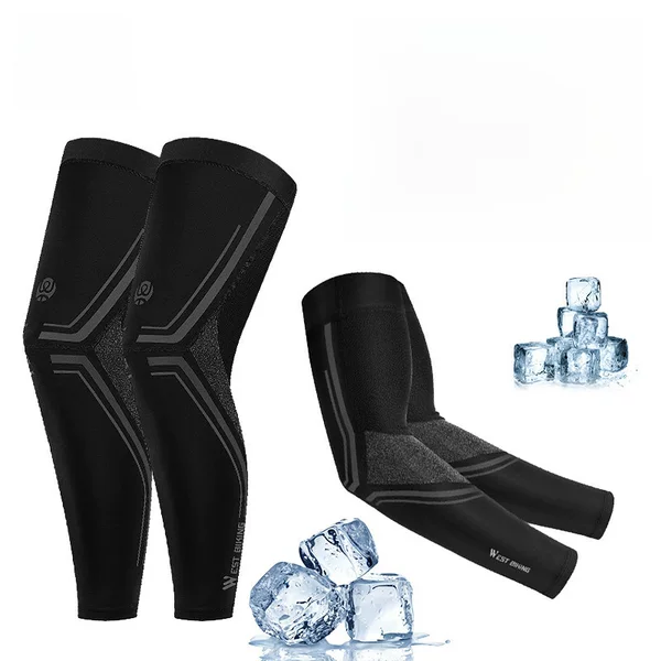 WEST BIKING ice silk sleeves leg cover combination set sun protection quick-drying knee pads outdoor riding sports equipment