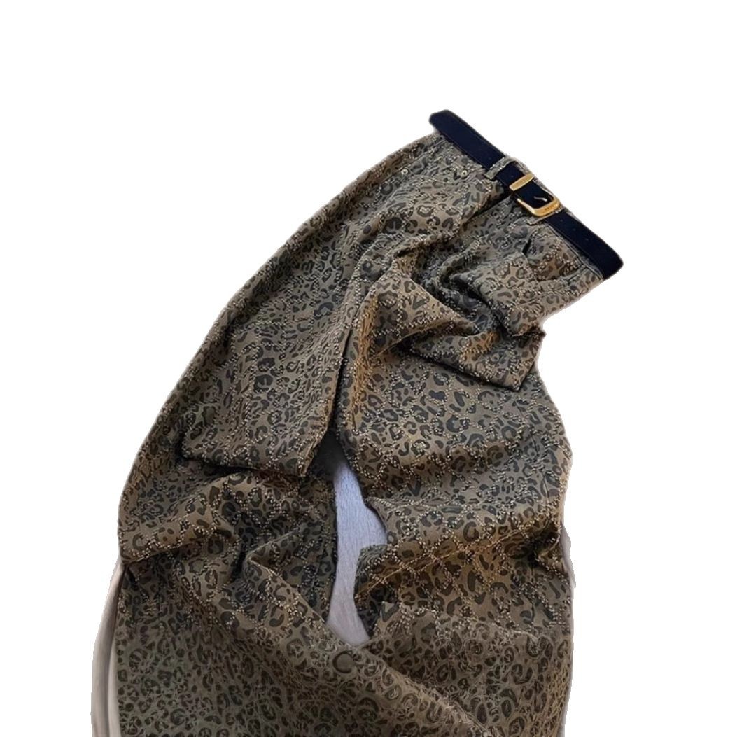 Hoog getailleerde luipaardprint jeans voor dames - Rekbare, rechte denim broek met retro streetstyle_voghion.com