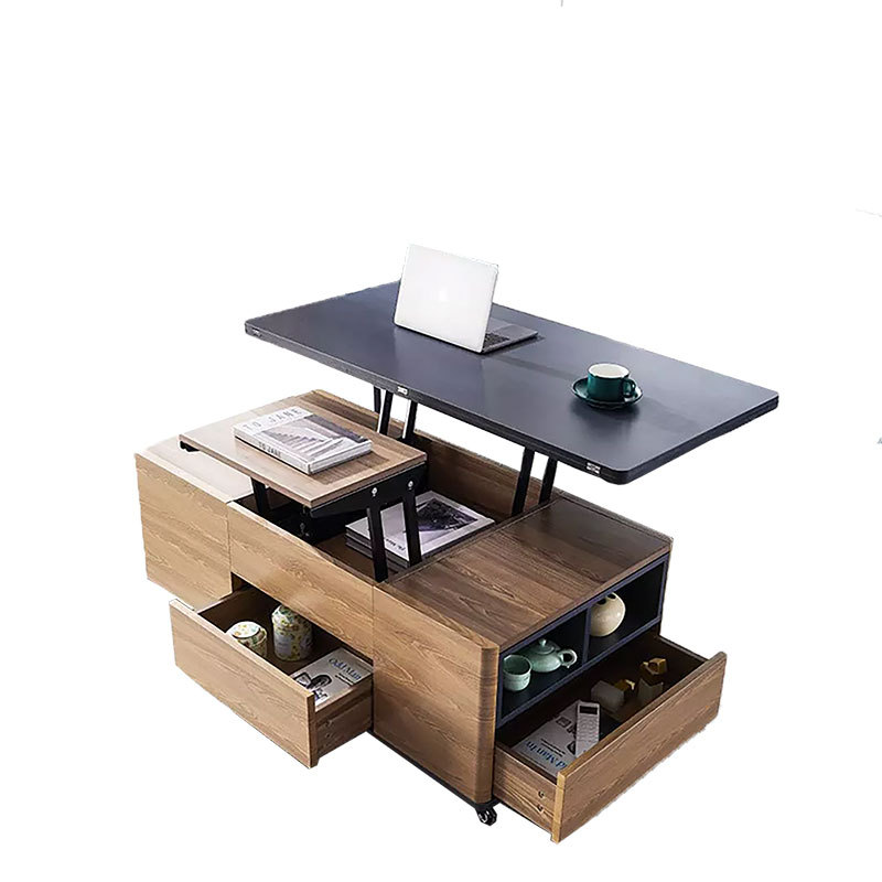 Mesa de café de elevación multifuncional que cambia la mesa de comedor de doble uso integrado pequeño apartamento ligero mesa de comedor plegable de lujo almacenamiento creativo multifuncional