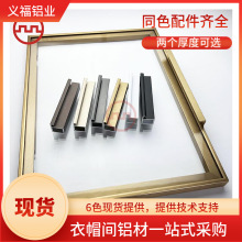 现货20极简铝框玻璃门型材铝木衣柜铝型材 玻璃橱柜门框架铝材