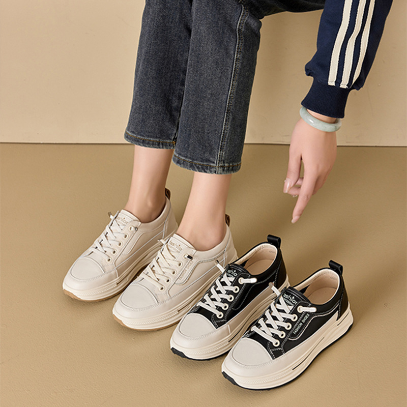 First layer cowhide pregnant women's shoes elastic band slip-on loafers 2024 Spring and Autumn new casual sneaker