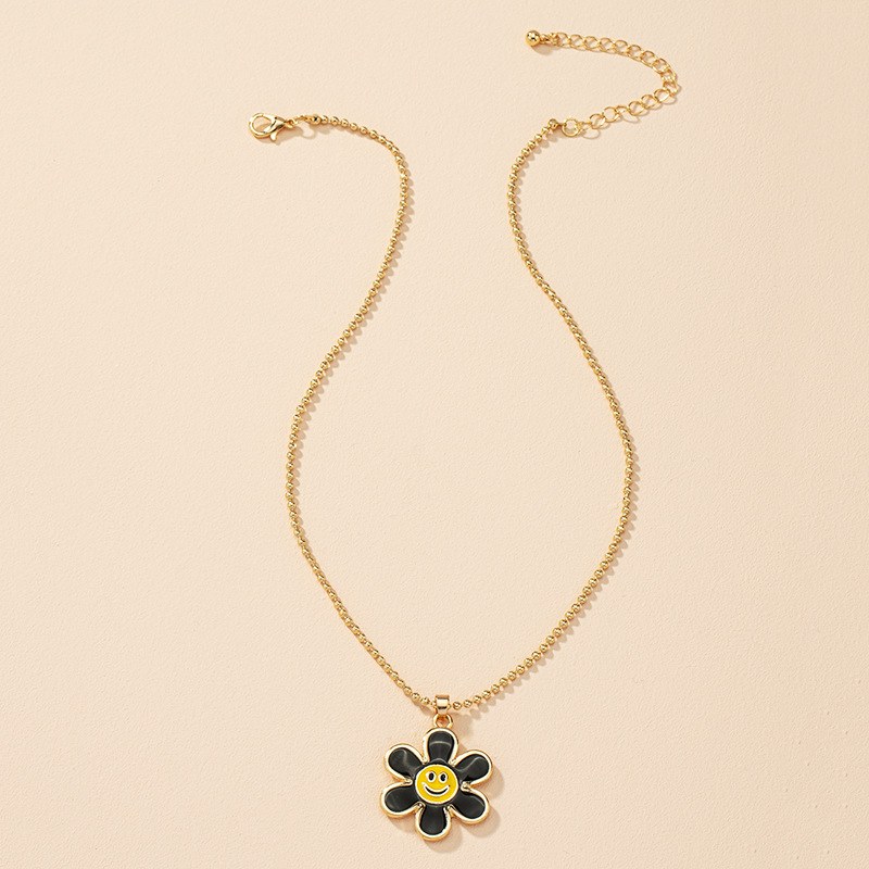Fashion flower smiley alloy necklace wholesale