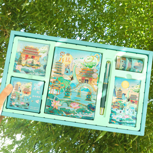 City tourist attractions landmarks Chinese style hand ledger set stationery gift box Hangzhou Shanghai Xi'an Beijing diary