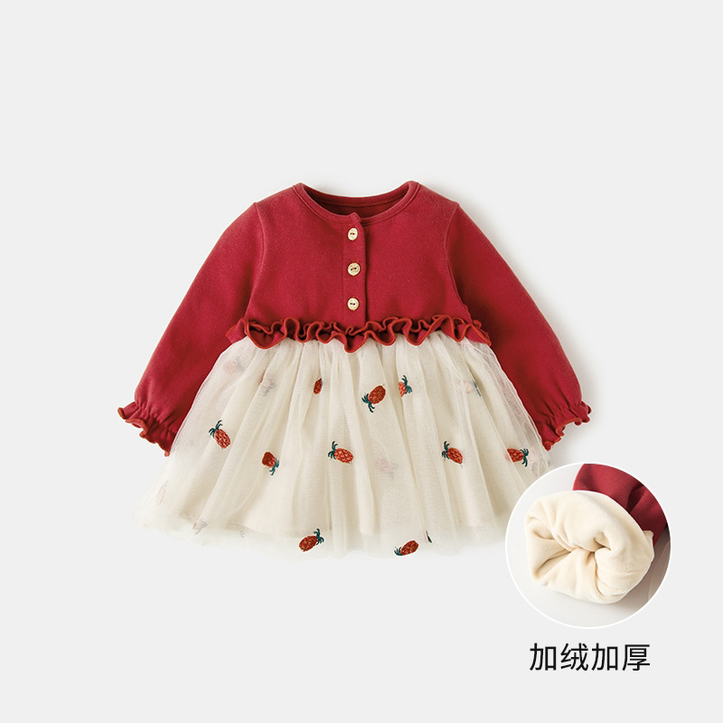 Vestido para niña, ropa infantil Tongbei, vestido nuevo de otoño 2025, vestido de malla para niñas, vestido de Año Nuevo, vestido de cumpleaños