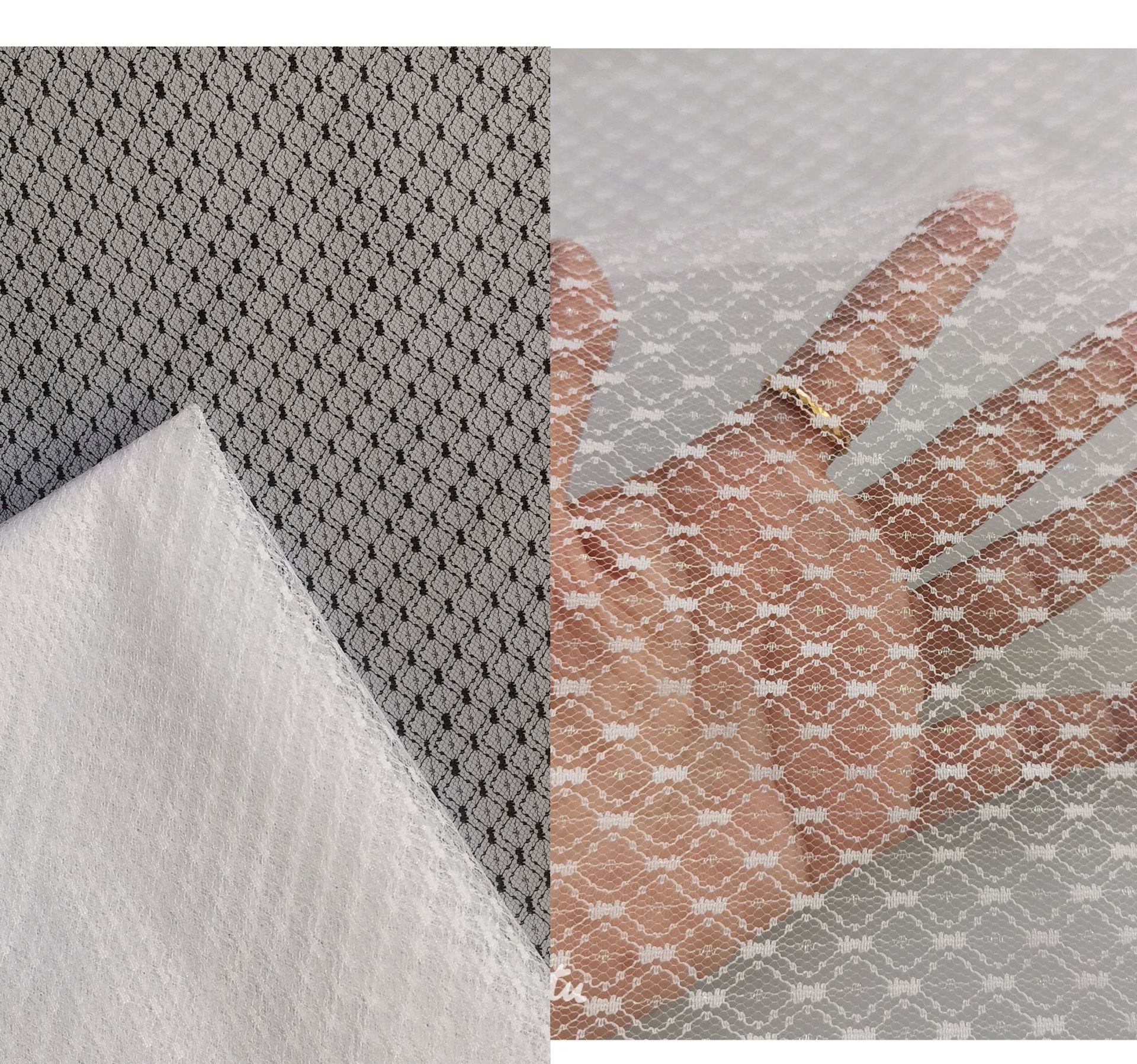 新款热卖~薄透款锦纶无弹密小菱形幻彩提花网布 手感脆纱裙等面料