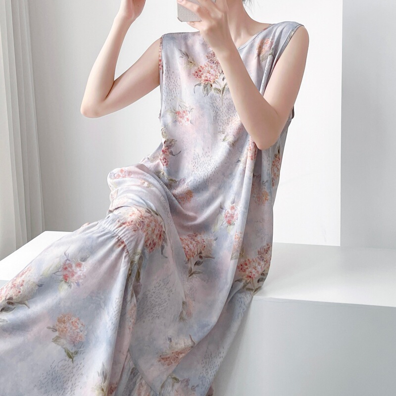 New Style Nightgown for Women Summer Thin Korean Style Small Fresh Sleeveless Loose Pajama Dress Home Clothes Can Be Worn Outside Wholesale