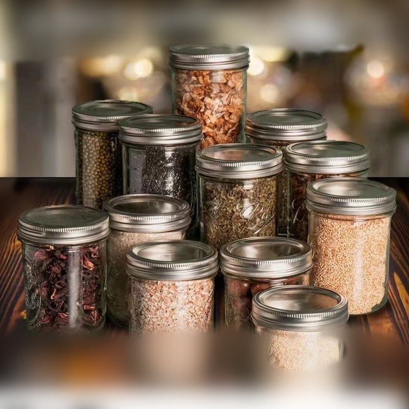 Mason americano vidrio transparente durante la noche taza de avena batido de boca ancha lata de cereales sellado sin envío gratuito.