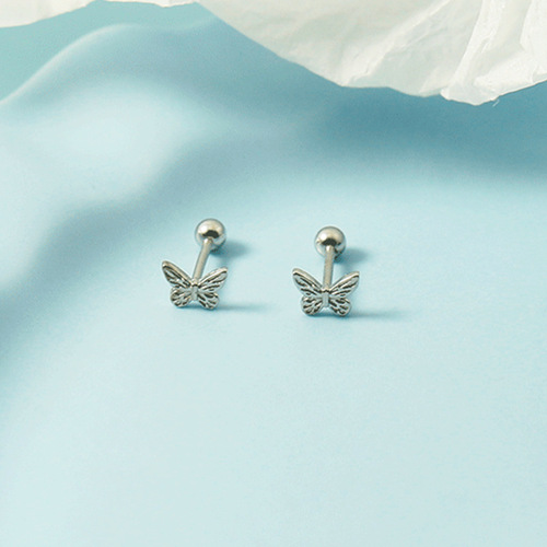 Small fresh Japanese style Korean style butterfly earrings with screw screws to support pierced ears for sleeping and no need to remove them for women small and simple niche earrings