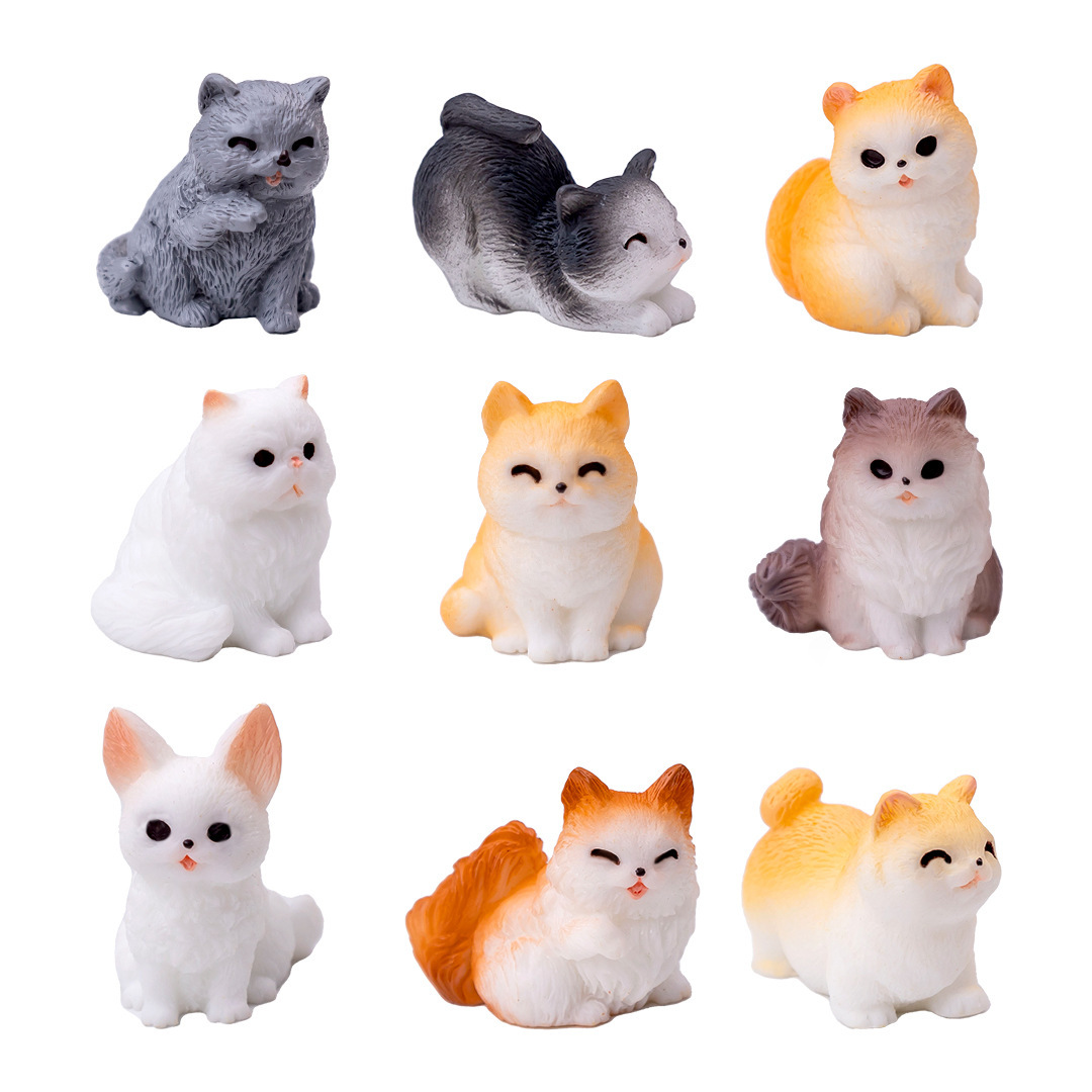 Micro landscape, creative cute small table decorations with accessories, kitten, cat, DIY decoration 5