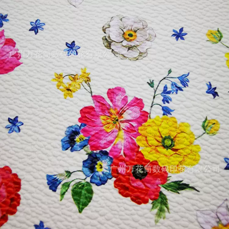 印花皮革数码人造革打印老花纹印刷高清直喷哑光PVC皮具压纹