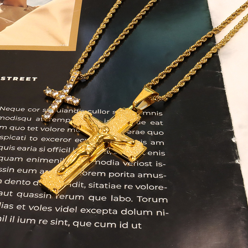 25g Weight 304 Stainless Steel Pendant Material 304 Stainless Steel Simple Style Classic Style Inlay Cross Zircon Pendant Necklace
