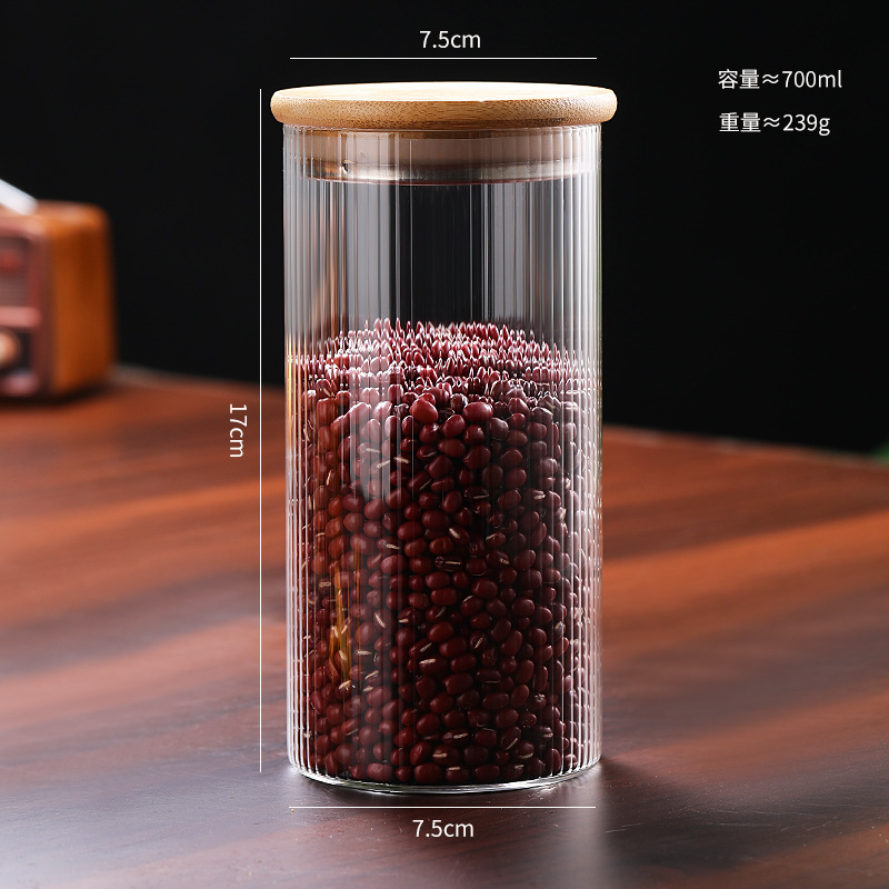家庭用密封ガラス貯蔵タンク大サイズ貯蔵瓶五穀雑穀缶竹木蓋茶葉缶キャンディー缶|undefined