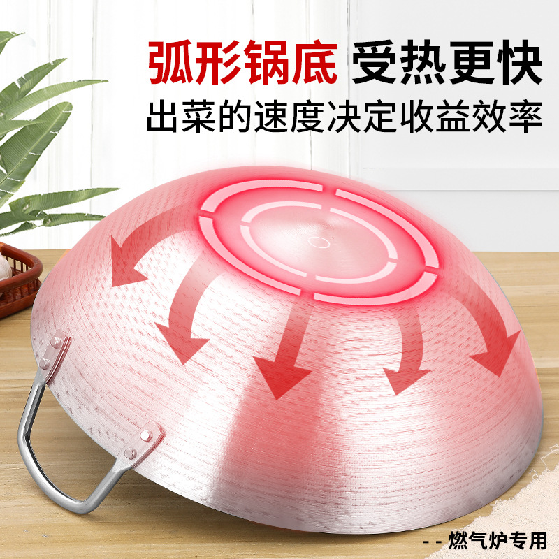 GJU8不鏽鋼炒鍋雙耳鋼鍋廚房蜂窩不粘圓底特大號炒菜鍋大鍋炒鼎燃