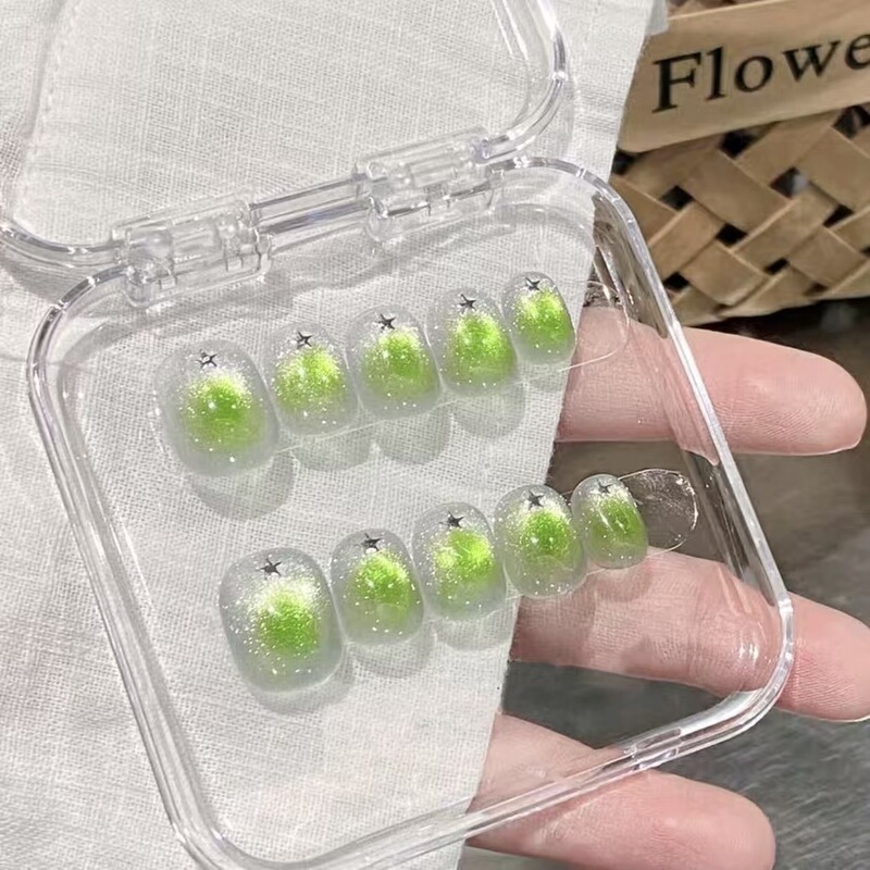 Simple Summer Fresh Transparent Wearable Nails with Cat Eye Effect, Enhances Fairness, High-End New Trend, Popular Fake Nail Stickers for Cross-Border Sales