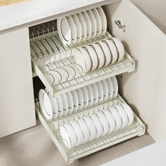 Stainless steel dish storage rack cabinet drawer pull basket dish pull out drain kitchen multi-functional storage rack