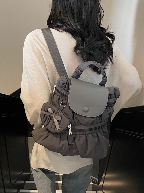 Mochila transfronteriza 2025, nueva moda coreana dulce bolso de mano plegable estilo campus bolso de escuela secundaria