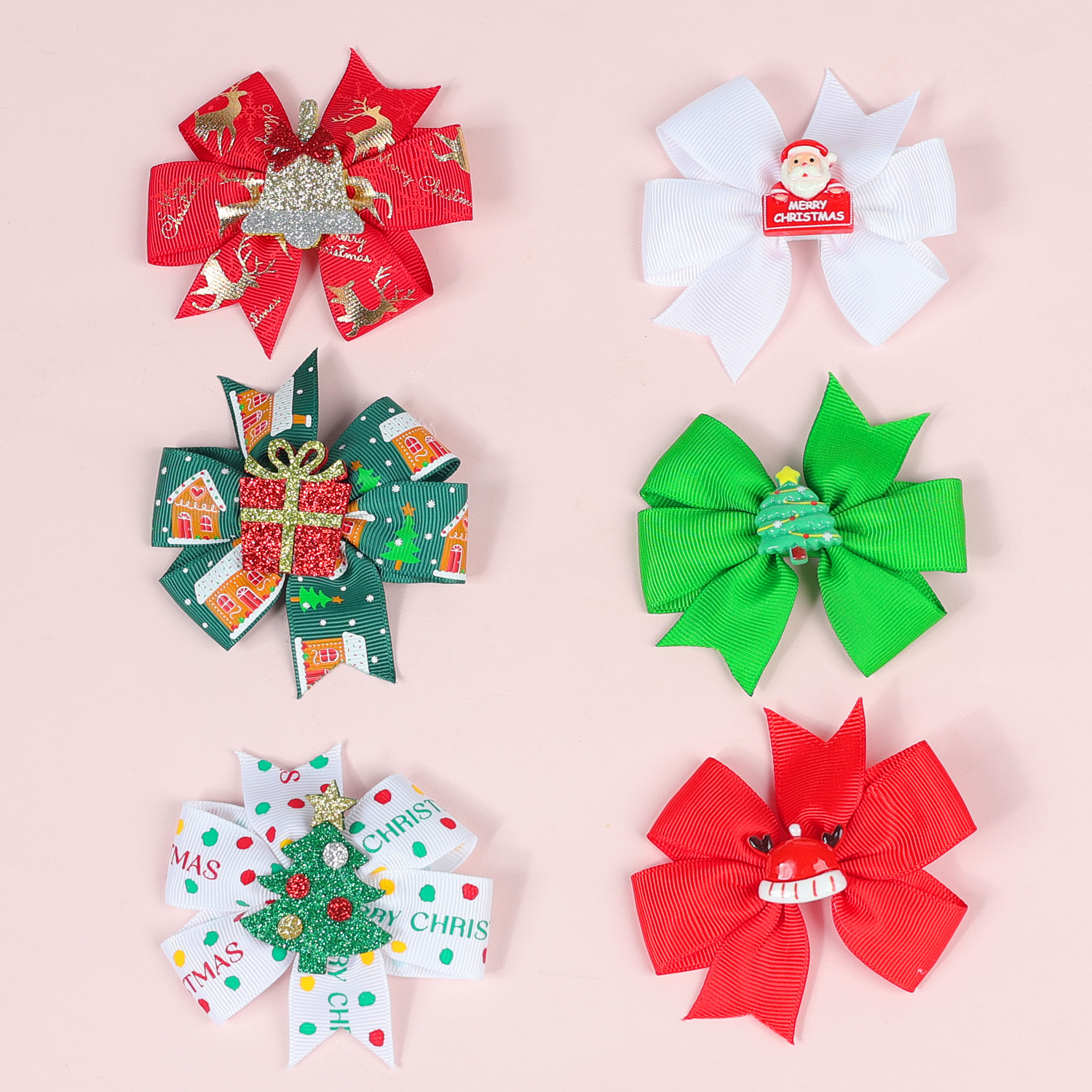 13g Weight Christmas Festival Bow Knot Pattern Women's Gender Cute Style Cute Women's Bow Knot Kids Hair Accessories 无