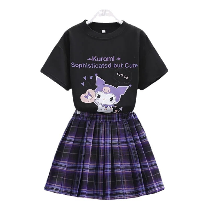 女児学院風スーツtシャツスカート夏服ネット赤中大童女の子jkフリルスカート洋気2点セット潮|undefined