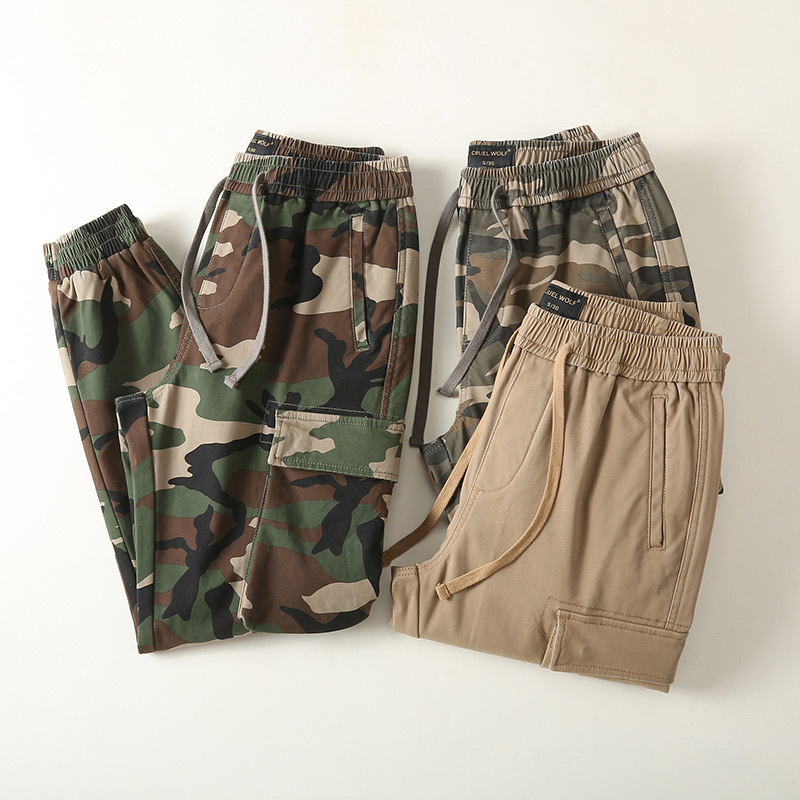 men's winter retro camouflage demi-season casual trousers
