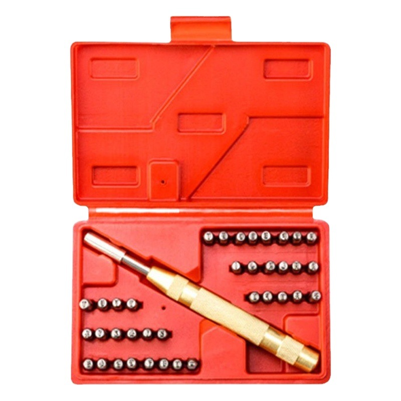 Carta de acero 38PC carta número de punzonado carta Impresión de punzonado de cuero sello de acero DIY herramienta de talla de cuero