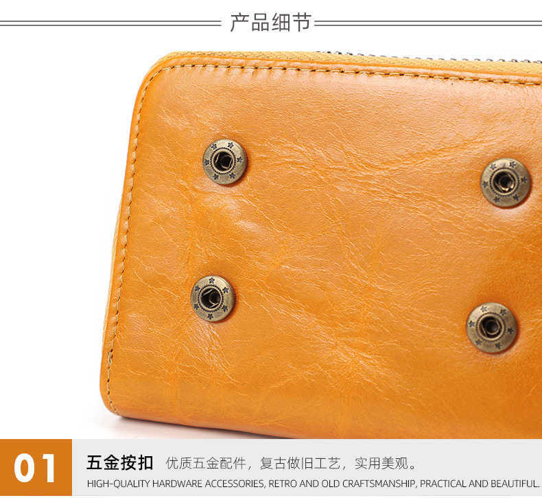 Ví nữ da bò thật cổ điển dạng gấp đựng tiền xu thẻ 11×6×8 cm — Màu đen, Đỏ hoa hồng chi tiết 31