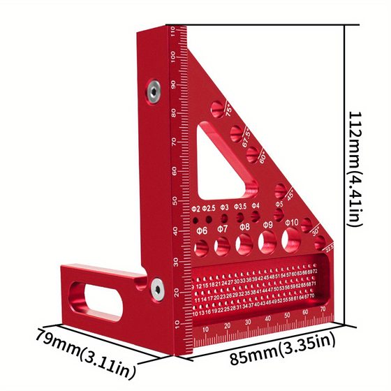 Cross-Border Aluminum Alloy Multifunctional Woodworking Triangle Ruler with Concealed Pin Right Angle Ruler Metric Marking Positioning Measurement Tool
