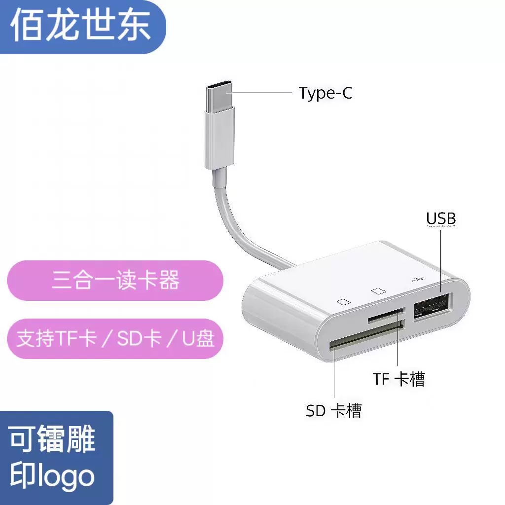 TYPE-C三合一读卡器 sd相机卡手机otg读卡器tf内存卡高速