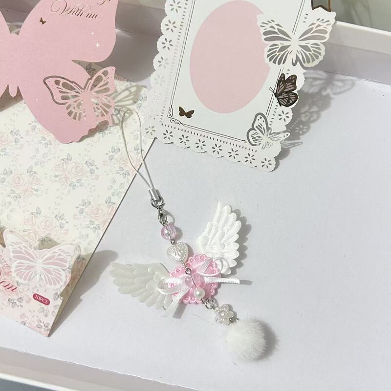 Original Advent into My Heart Healing Pink Wing Girl Gift Phone Chain Pendant Bag Strap Ornament