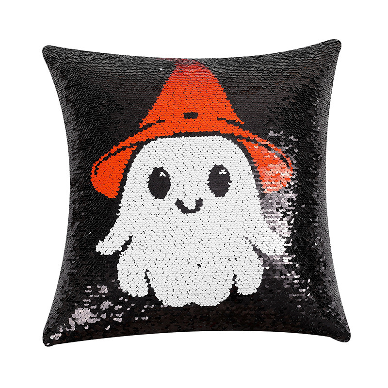 クロスボーダーハロウィン枕スパンコールゴーストリバーシブル枕クッションクッションカバー卸売ソファ枕カバー|undefined