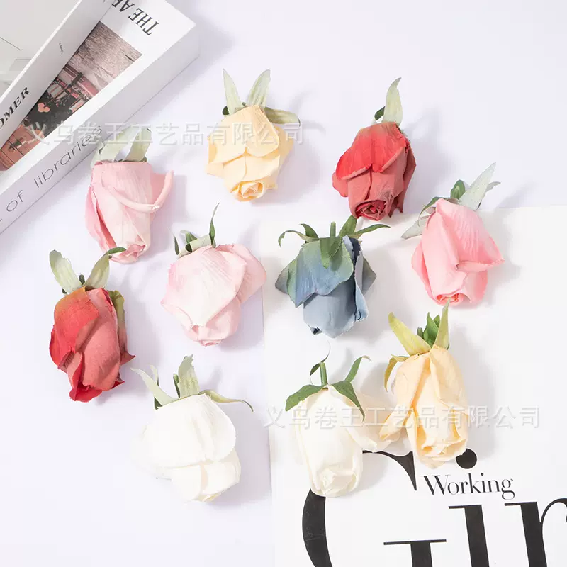 仿真7cm烧边郁金香花DIY簪花头饰服饰婚庆手捧花婚礼花墙摆放装饰