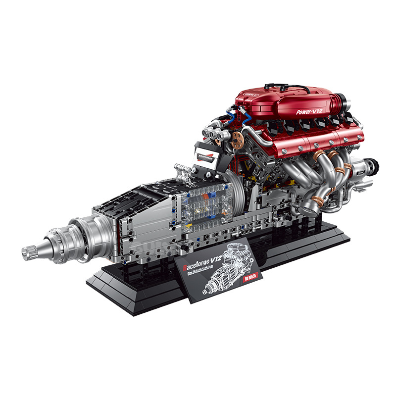 Guli60555 Vava Ferrari motor V modelo de motor mecánico ensamblaje de bloques de construcción juguetes para niños transfronterizos
