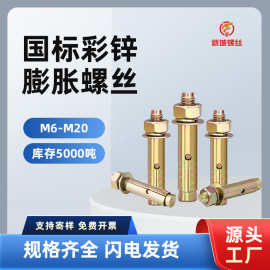 厂家批发国标膨胀螺栓镀彩锌拉爆螺丝M6M8M10M12M14-M20膨胀螺丝