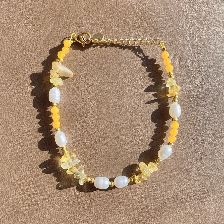 Fashion Irregular natural stone Pearl Titanium Steel Beaded Bracelets 1 Piece