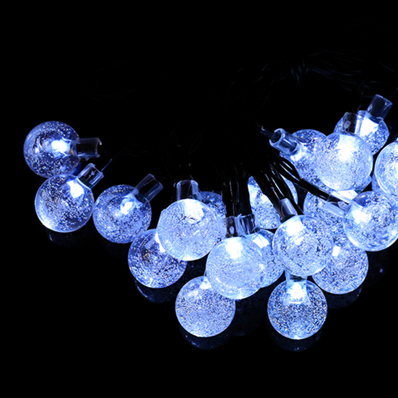 LED Bola de burbuja solar Cadena de luz bola de cristal gota de agua estrella de cinco puntas decoración de vacaciones de Navidad al aire libre a prueba de agua luces de colores
