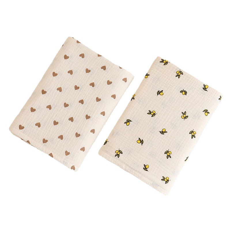 Ins Korean Version Pure Cotton Double-Layer Crepe Bath Towel Newborn Swaddle Wrap Cross-Border Cotton Solid Color Gauze Wrap Blanket
