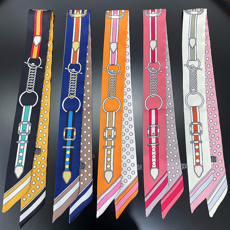 Silk Scarf Headband for Women Summer New Versatile Imitation Silk Bag Long Small Silk Scarf Girls Streamer Bow Hair Accessories