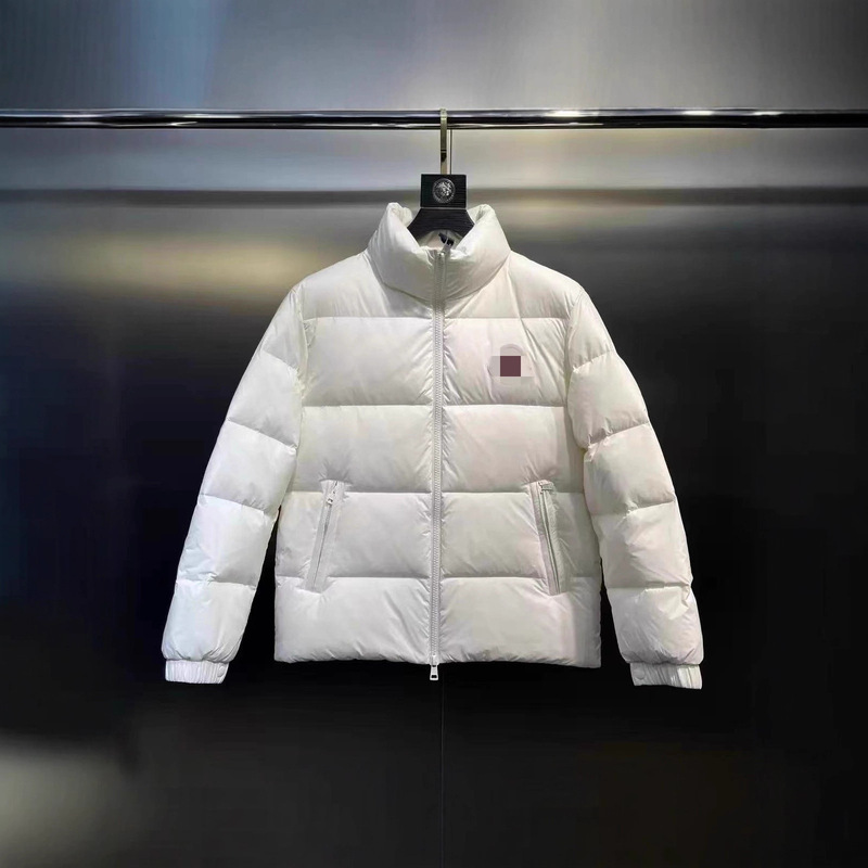 New Style Moncler Large Logo down Jacket for Men and Women, Couple's Warm Solid Color Workwear Jacket with White Duck down and Logo Patch